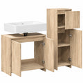 Ensemble de meubles de salle de bain, en chêne, avec rangement, 3 pièces, pour la salle de bain