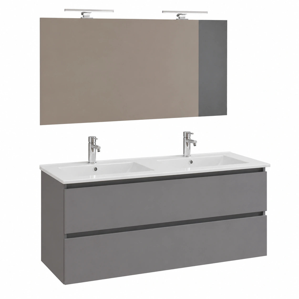 Ensemble de meubles de salle de bain, avec tiroirs, coloris gris, pour la salle de bain