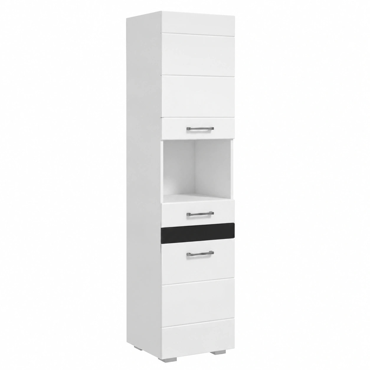 Armoire, avec tiroirs, avec étagères, en panneaux de bois, coloris blanc, 37 x 32,5 x 170 cm, pour la chambre