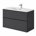 Ensemble de meubles de salle de bain, en panneaux de bois et métal, coloris noir et blanc, 101 x 64 x 47 cm, pour la salle de bain