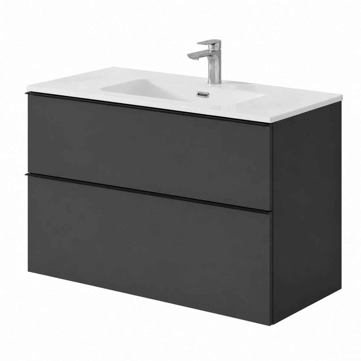 Ensemble de meubles de salle de bain, en panneaux de bois et métal, coloris noir et blanc, 101 x 64 x 47 cm, pour la salle de bain