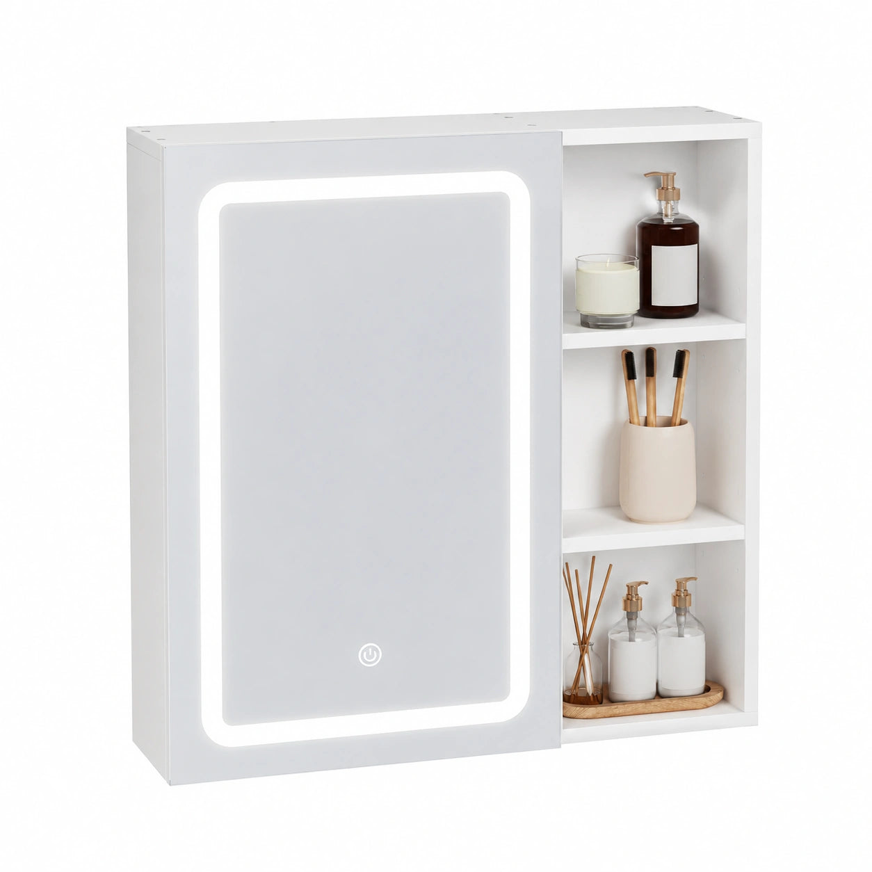 Armoire, réglable, avec rangement, avec étagères, coloris blanc, 15 x 60 x 60 cm, pour la chambre