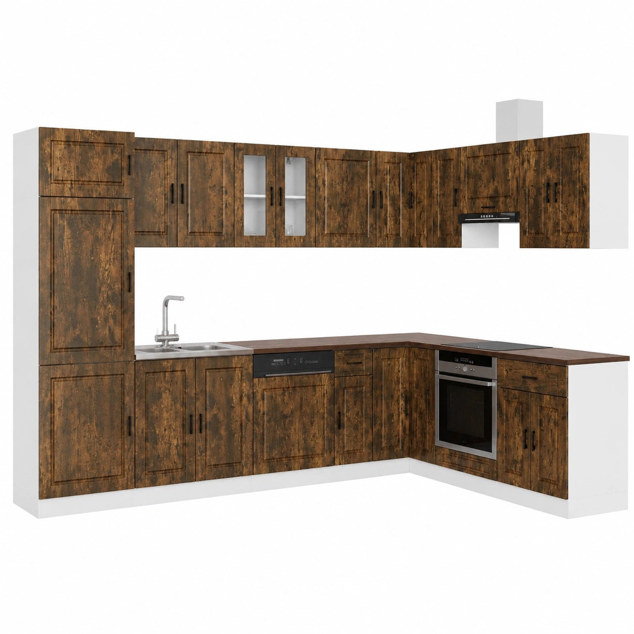Ensemble de meubles de salle de bain, avec rangement, avec portes, coloris noir et marron, 80 x 46 x 81,5 cm, pour la salle de bain