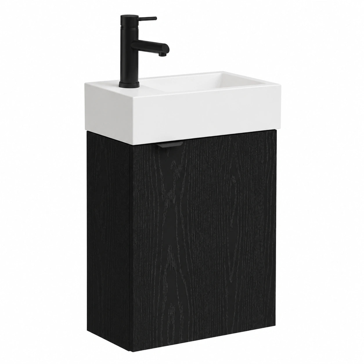 Ensemble de meubles de salle de bain, en chêne, avec rangement, coloris noir et blanc, pour la salle de bain