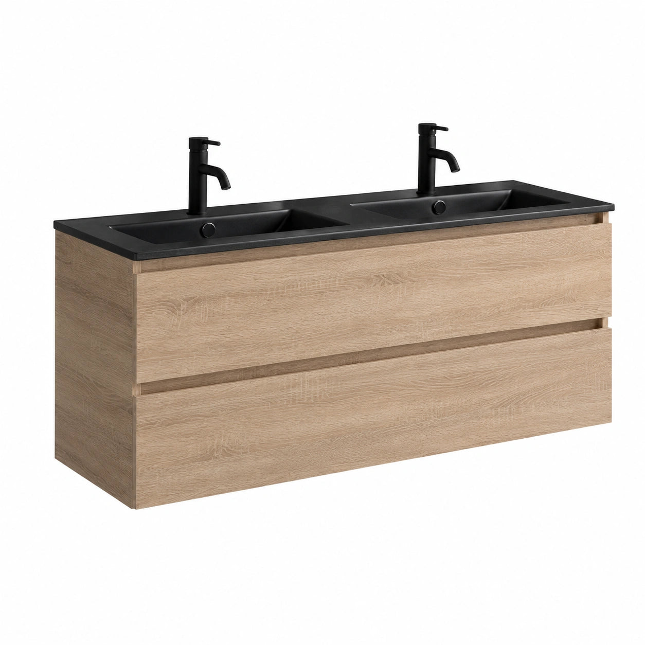 Ensemble de meubles de salle de bain, en chêne, coloris noir, pour la salle de bain