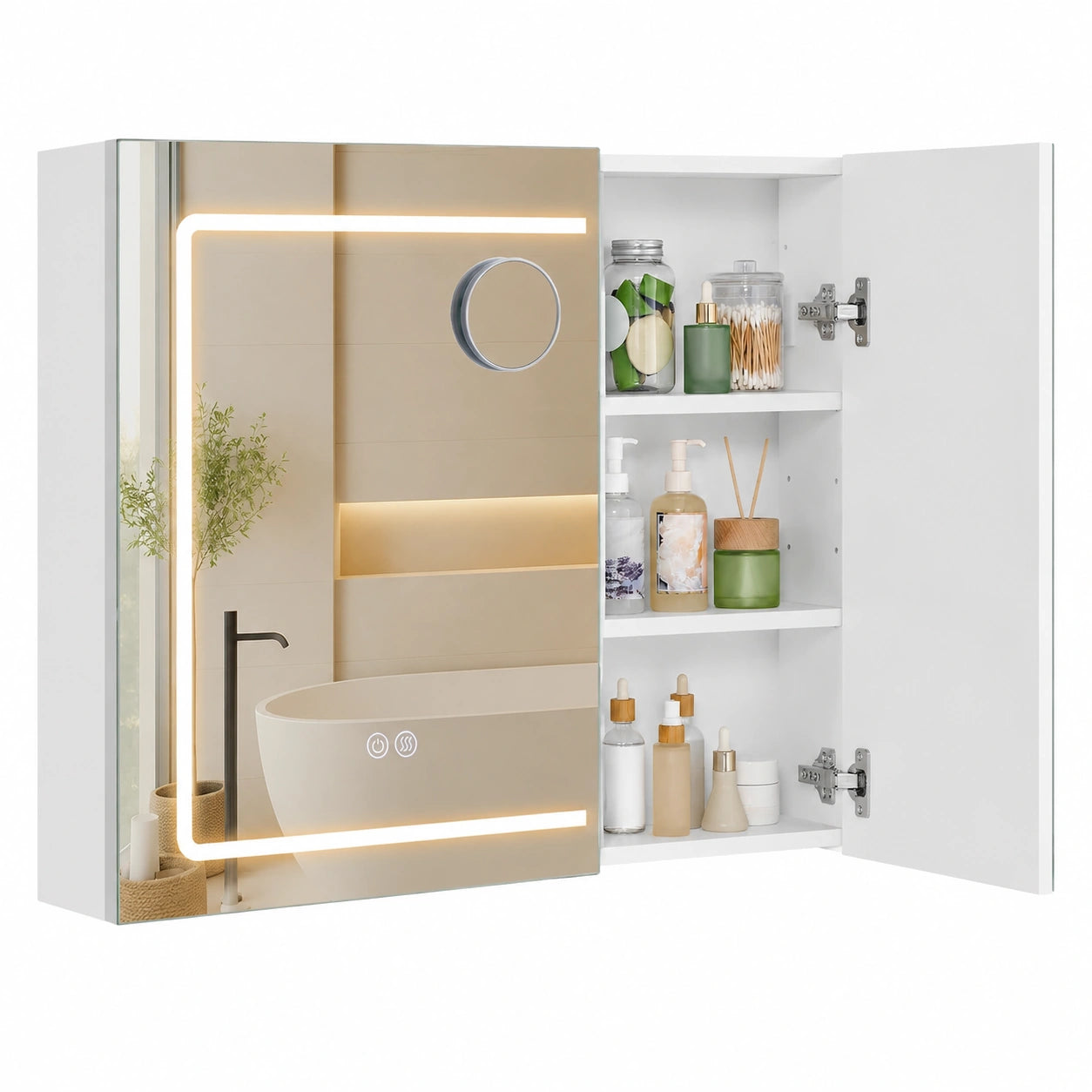 Armoire, avec prise intégrée, coloris blanc, 16,5 x 80 x 60 cm, pour la chambre