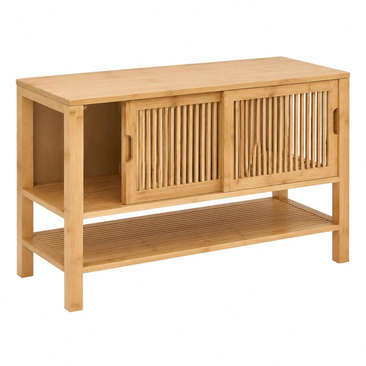 Armoire, avec rangement, avec portes coulissantes, avec portes, en bambou, 60 x 100 x 45 cm, coloris naturel, pour la chambre