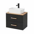 Ensemble de meubles de salle de bain, en métal, avec rangement, avec tiroirs, coloris noir, 60,5 x 40,5 x 53,2 cm, pour la salle de bain