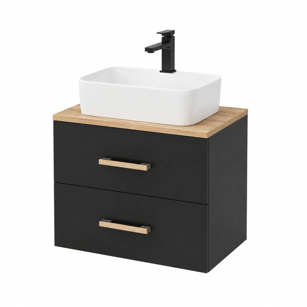 Ensemble de meubles de salle de bain, en métal, avec rangement, avec tiroirs, coloris noir, 60,5 x 40,5 x 53,2 cm, pour la salle de bain