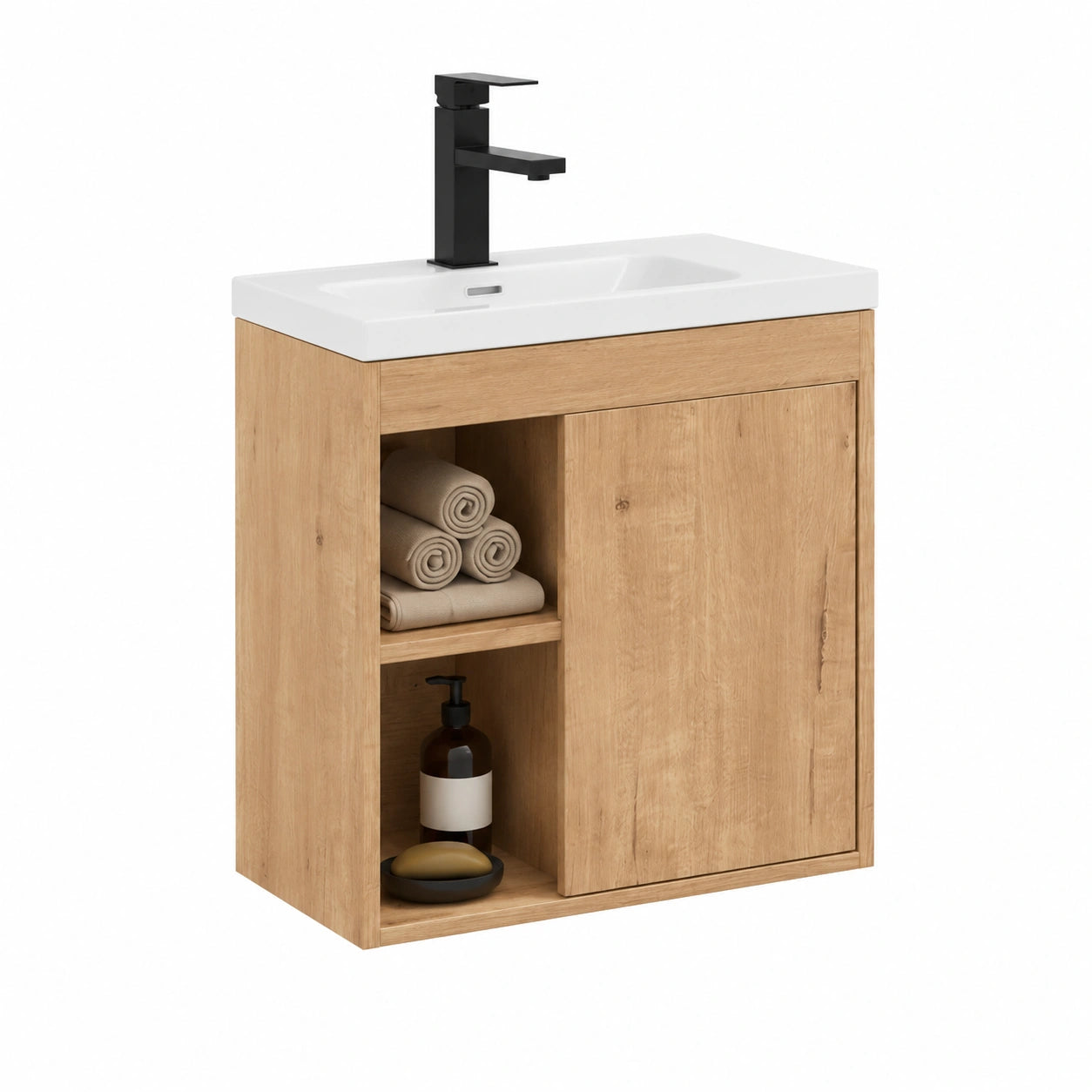 Ensemble de meubles de salle de bain, avec rangement, coloris naturel, 51 x 30,5 x 54 cm, pour la salle de bain
