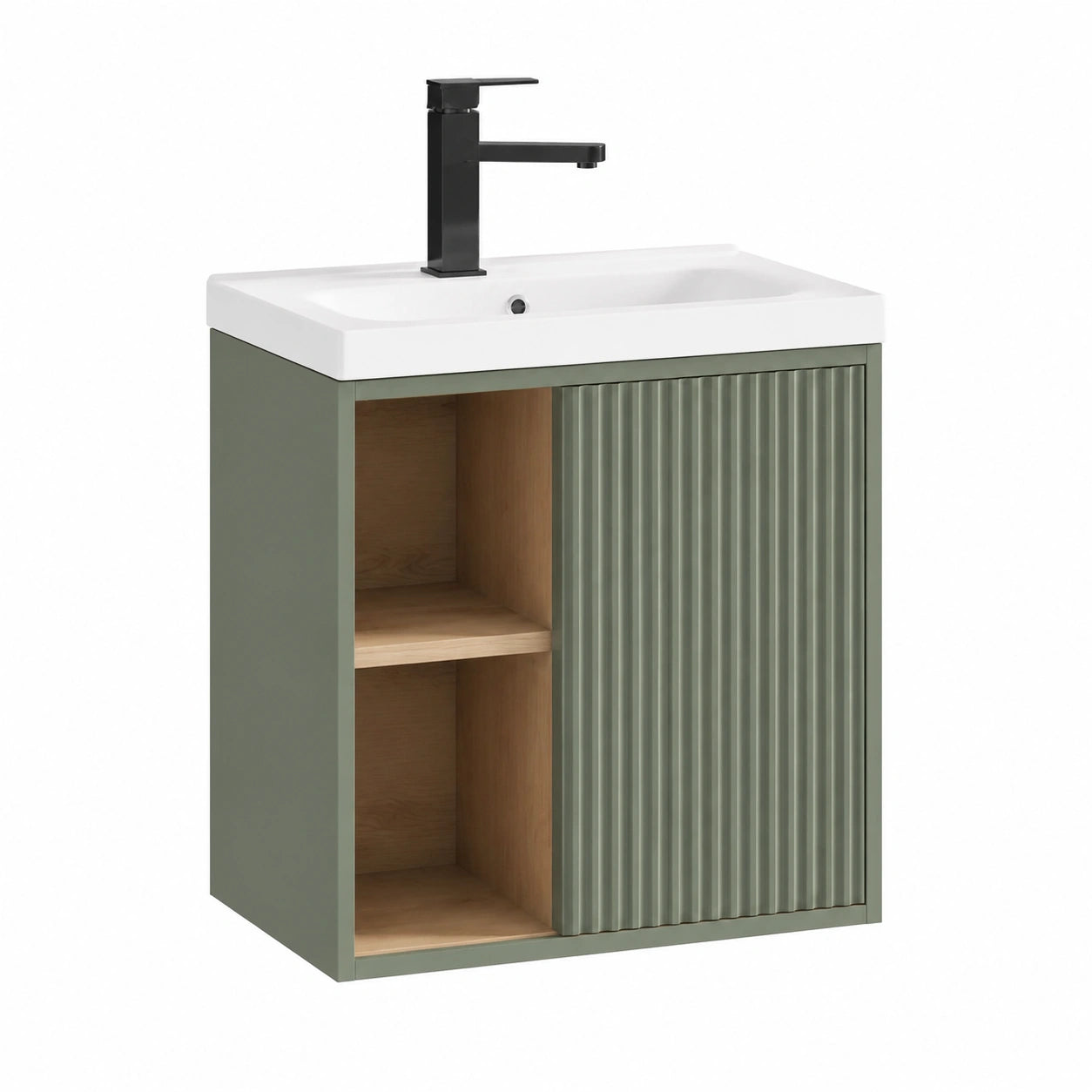 Ensemble de meubles de salle de bain, avec rangement, coloris vert, 51 x 30,5 x 54 cm, pour la salle de bain