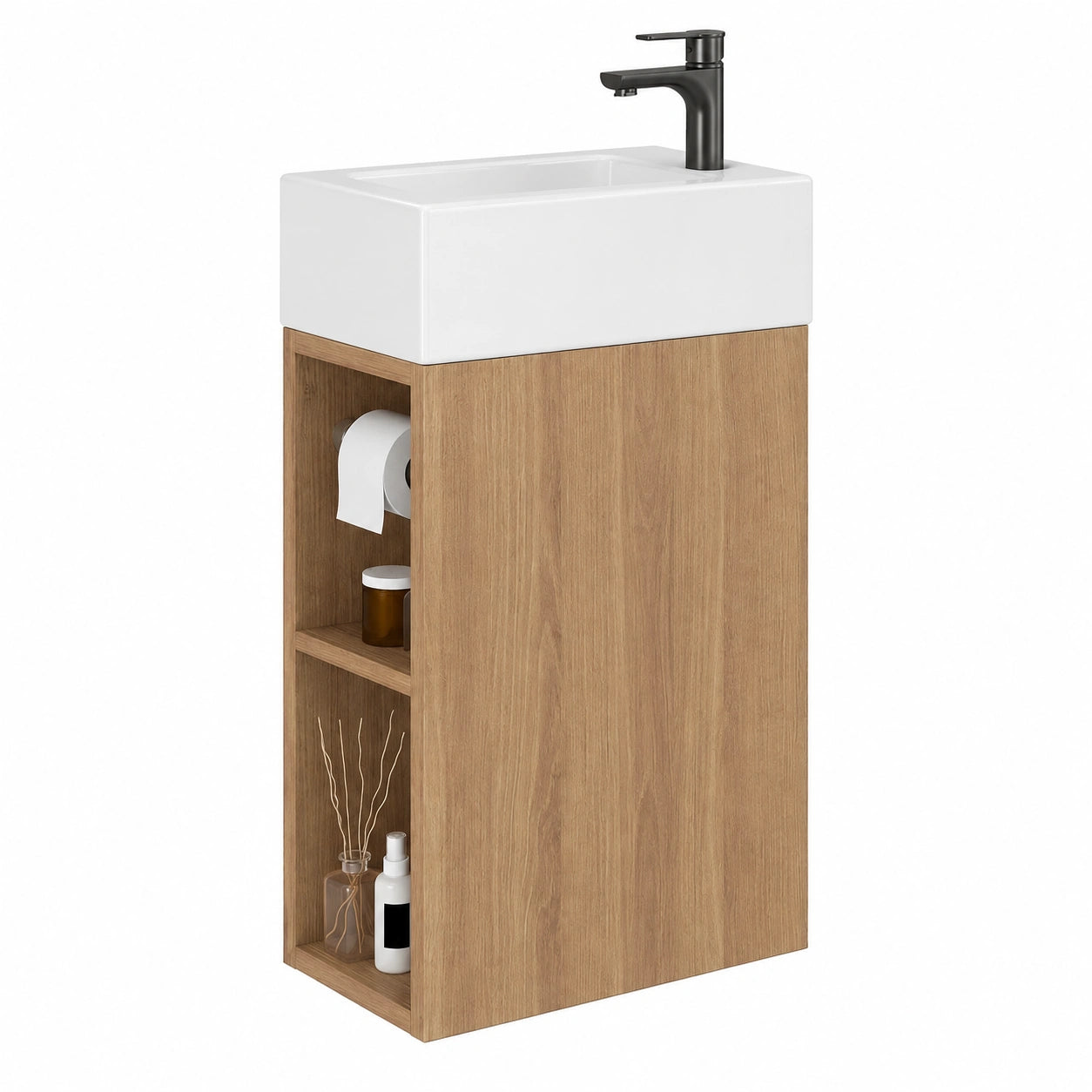 Ensemble de meubles de salle de bain, avec rangement, coloris blanc, pour la salle de bain